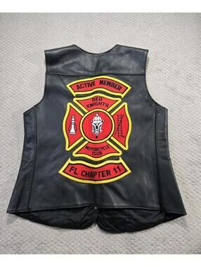 Harley Davidson Leather Vest Womens 1W Made in USA Red Knights Firefighter 1W
